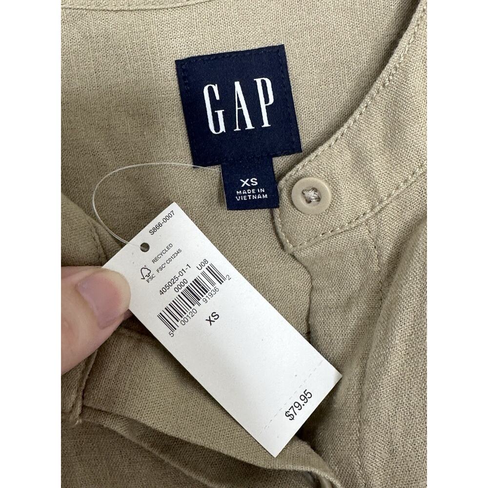 Gap Women’s Iconic Khaki Tan Linen Blend Utility Romper Sz XS NWT - Picture 3 of 5